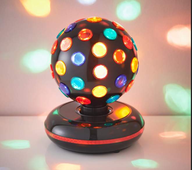💎GLOBAL GIZMOS Table Lamp Party Ball Rotating Black/Multicolour Large💎