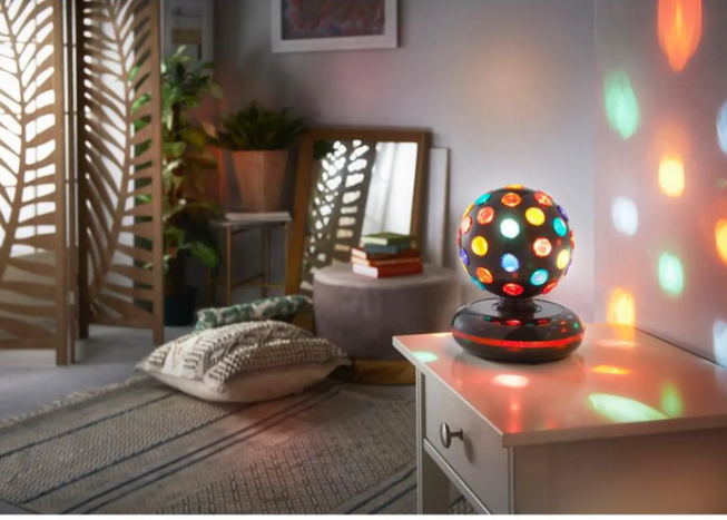 💎GLOBAL GIZMOS Table Lamp Party Ball Rotating Black/Multicolour Large💎