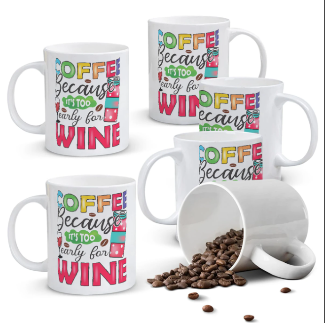 💎Funny Coffee Mug, 11oz Because It's Too Early For Wine Cup💎