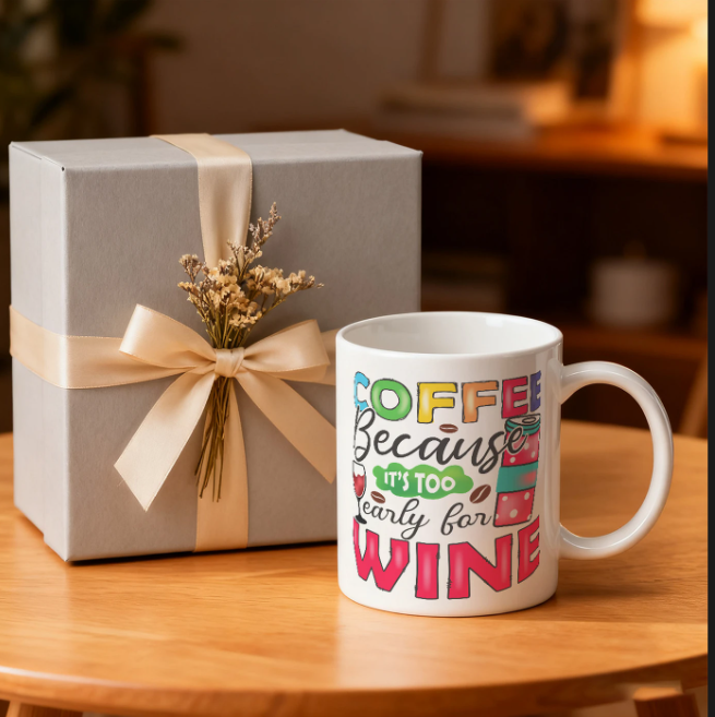 💎Funny Coffee Mug, 11oz Because It's Too Early For Wine Cup💎