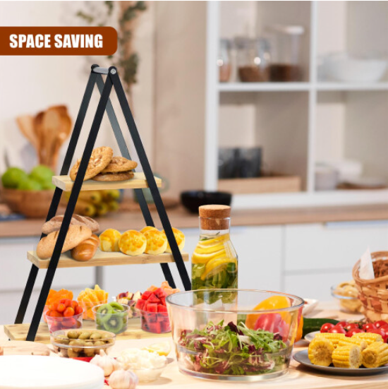 3 Tier Wooden Display Stand Tiered Trays Cake Holder for Afternoon Parties & Tea
