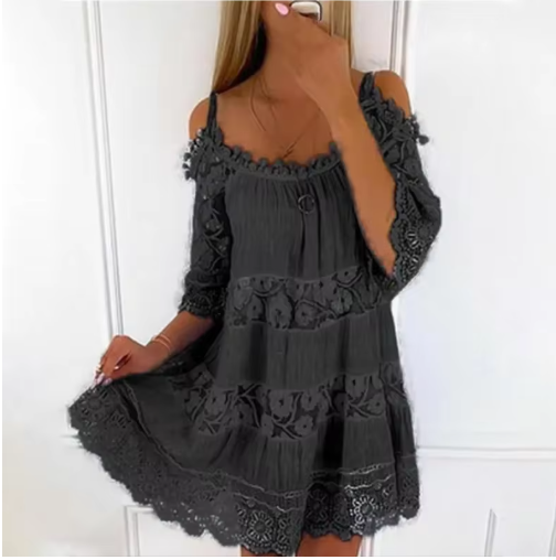 Fashionable Casual Solid Colour Loose-fit Dress