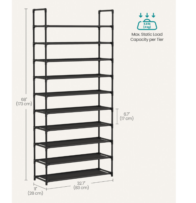 10-Tier Shoe Rack, Shoe Shelf