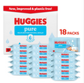 Huggies Pure Plastic Free Baby Wipes, Pack of 18 (864 Wipes)