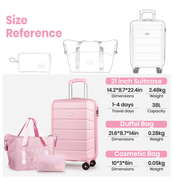 Carry On Hand Suitcase Hard Shell Trolley, Lightweight Travel Cabin Luggage
