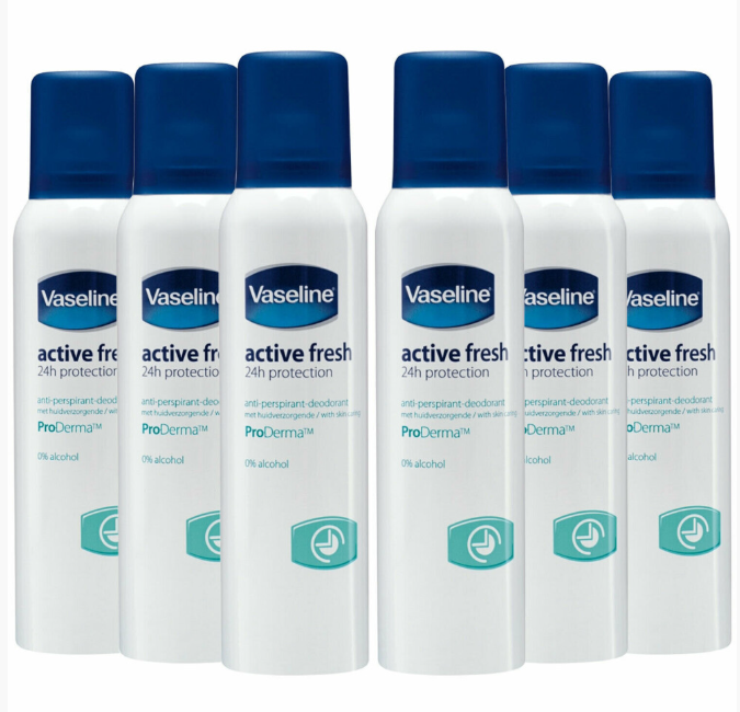 6pk Vaseline Active Fresh ProDerma Antiperspirant