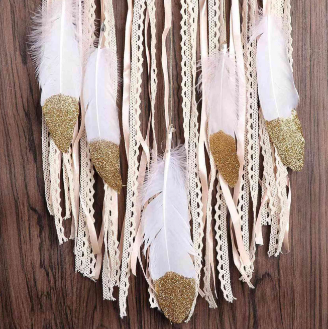 2X Woven Flower Feathers Dreamcatcher Boho Macrame Hanging Dream Catcher