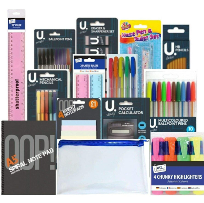 64 Pcs Back to School Value Stationery Set And Maths Set