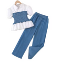 Girls' Smocked Top & Trousers Co-Ord Set