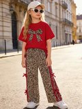 Girls' Leopard Print Bow Co-Ord Set
