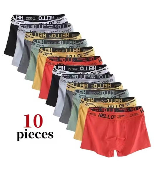 10Pcs Men's Boxer And Briefs Fashion Underwear