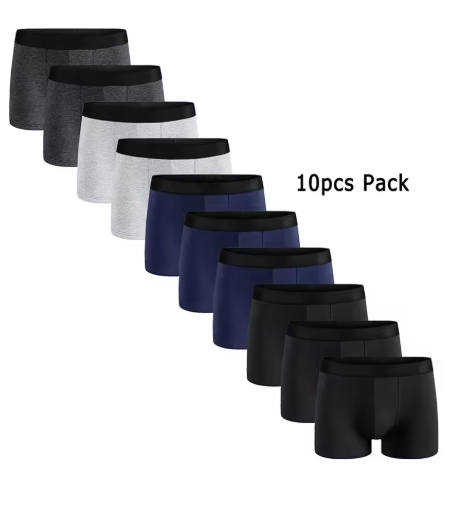 10Pcs Men's Boxer And Briefs Fashion Underwear