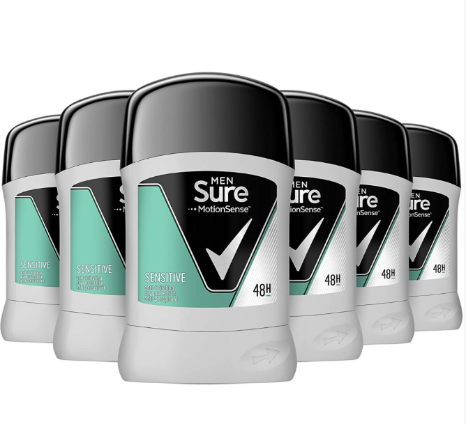 Sure Men Sensitive Anti-Perspirant Deodorant Stick 50 ml Pack of 6
