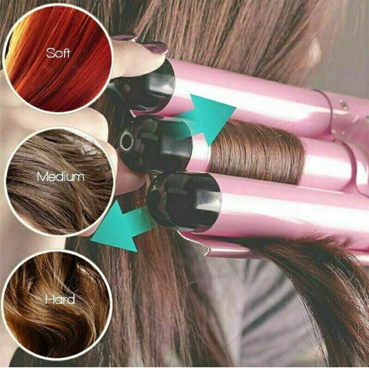 3-Barrel Ceramic Hair Curler & Waver Iron
