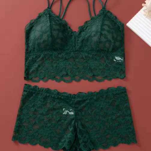 Women's Lace Non-wire Bra And Panties Set