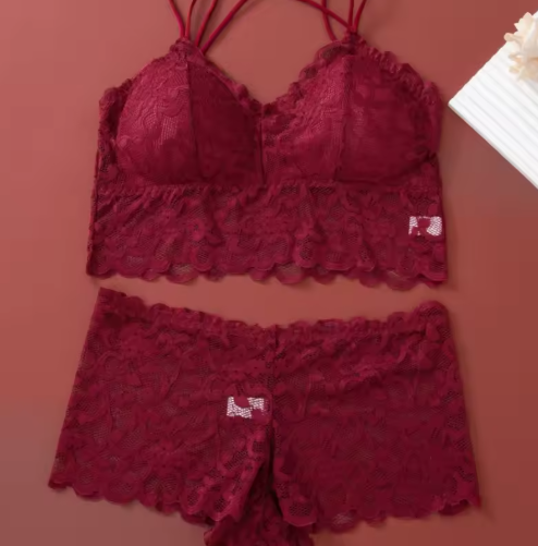 Women's Lace Non-wire Bra And Panties Set