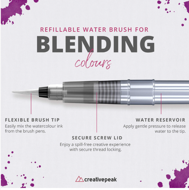 Watercolour Brush Pens - 24 Vibrant Colouring Pens & 2 Blending Brushes