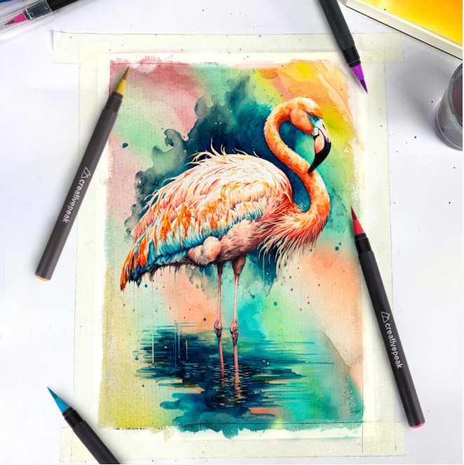 Watercolour Brush Pens - 24 Vibrant Colouring Pens & 2 Blending Brushes