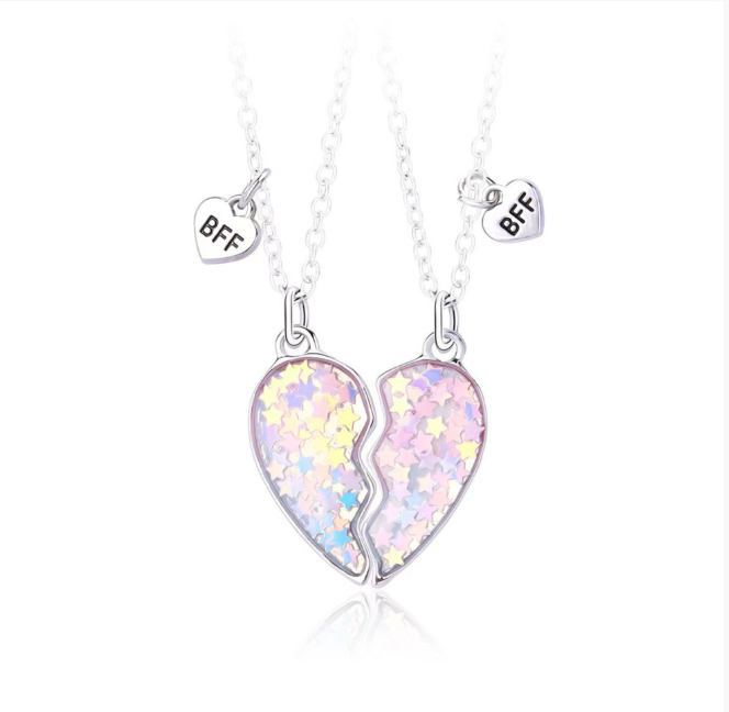Best Friend Necklaces 2 Pieces Matching Heart Friendship Necklace