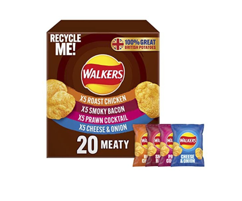 Walkers Meaty Variety Multipack Crisps Box 20x25g