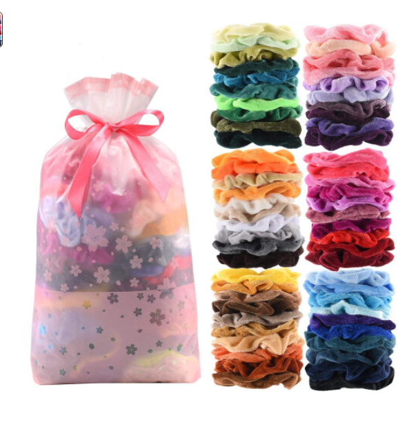 60 Pcs Premium Velvet Hair Scrunchies