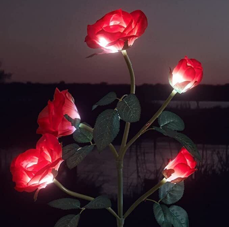 LED Solar Power Red Rose Flower Stake Light