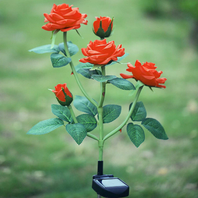LED Solar Power Red Rose Flower Stake Light