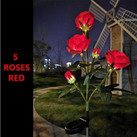 LED Solar Power Red Rose Flower Stake Light