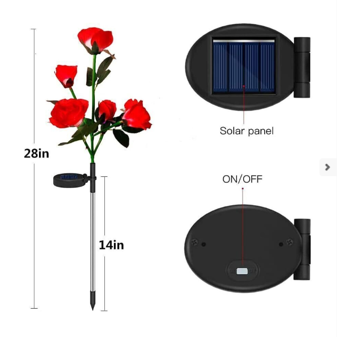 LED Solar Power Red Rose Flower Stake Light