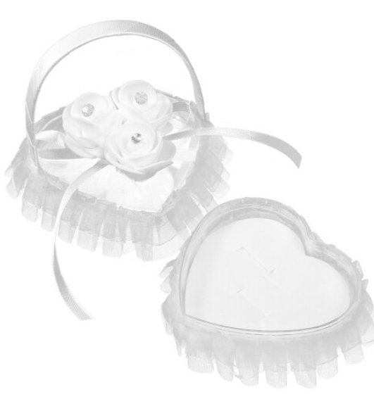 3pcs Heart Wedding Ring Pillow with Handle