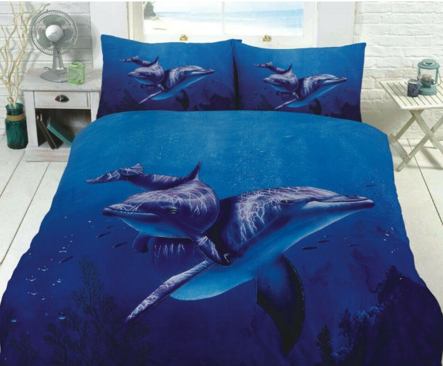 3D Dolphin Bedding Quilt Cover Duvet Set