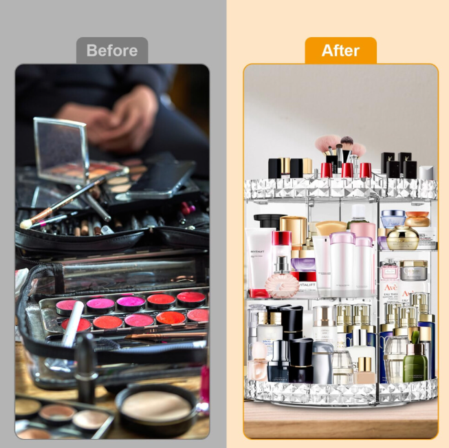 MISERWE Makeup Organiser 360 Degree Rotating 7 Adjustable Layers