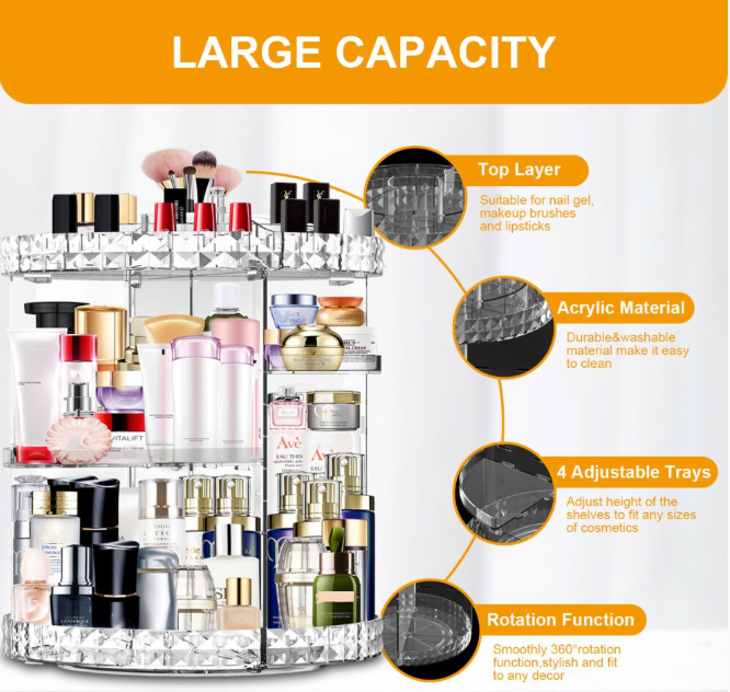 MISERWE Makeup Organiser 360 Degree Rotating 7 Adjustable Layers