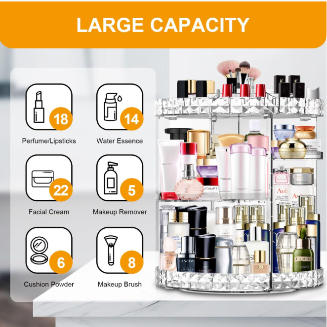 MISERWE Makeup Organiser 360 Degree Rotating 7 Adjustable Layers