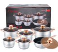 STAINLESS STEEL 12 Pcs INDUCTION HOB CASSEROLE POT COOKWARE SAUCEPAN DINING SET