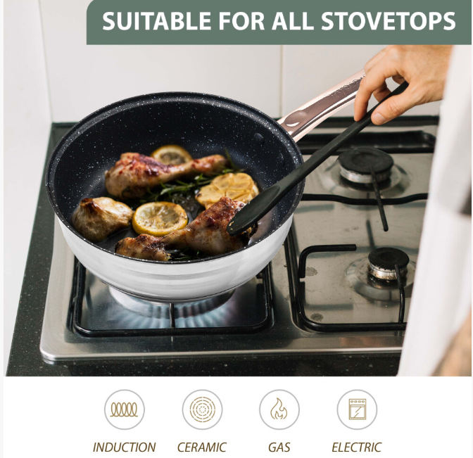 STAINLESS STEEL 12 Pcs INDUCTION HOB CASSEROLE POT COOKWARE SAUCEPAN DINING SET