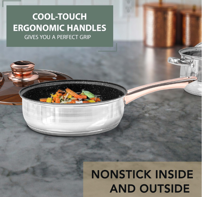 STAINLESS STEEL 12 Pcs INDUCTION HOB CASSEROLE POT COOKWARE SAUCEPAN DINING SET