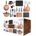 Copper 21-Piece Kitchen Starter Set: Pots, Pans, Bakeware & Utensils