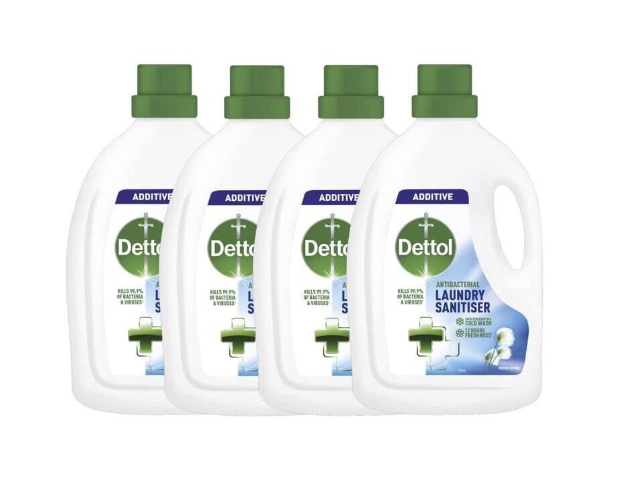Dettol Antibacterial Laundry Cleanser Fresh Cotton 1.5 L, Pack of 4