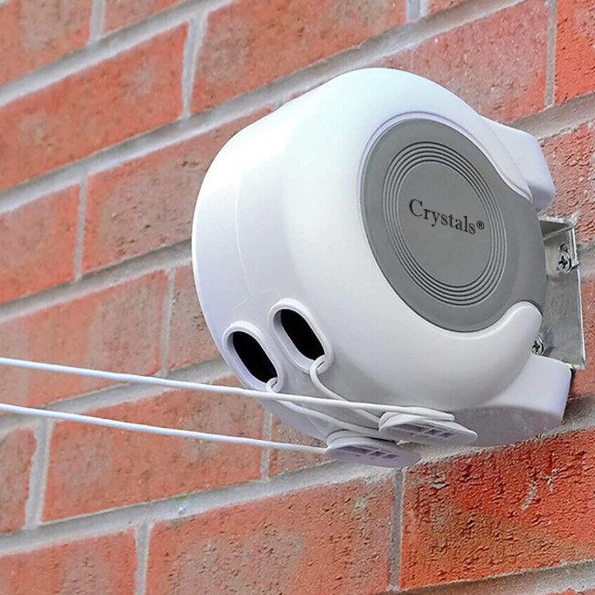 30m Retractable Clothes Reel Double Washing Line Wall Mounted Outdoor