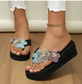 Women's Floral Platform Flip Flops