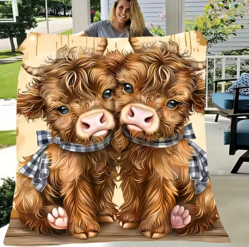 Highland Cow Fleece Blanket