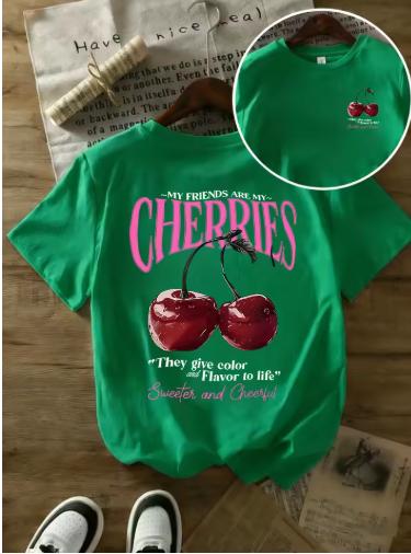 "My Friends Are My Cherries" Graphic T-Shirt