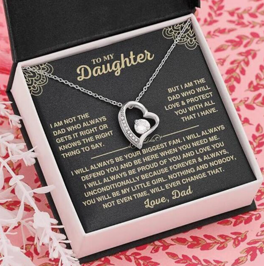 To My Daughter Beautiful Heart Necklace Gift - Love Dad
