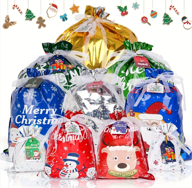 60pcs Christmas Drawstring Gift Bags