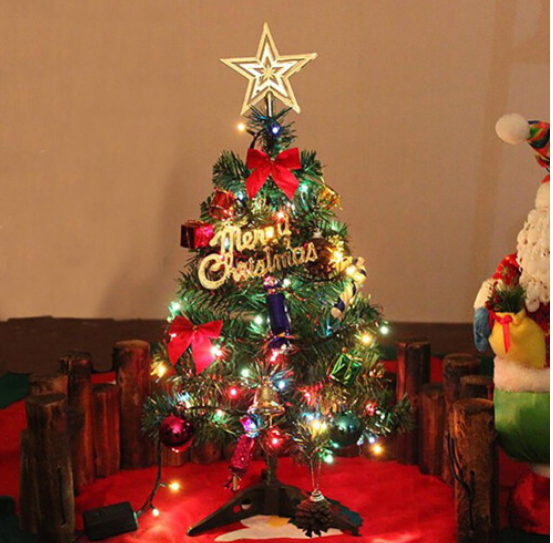 Artificial Small Mini Christmas Tree Pre Lit Desktop Xmas Ornaments w/LED Light