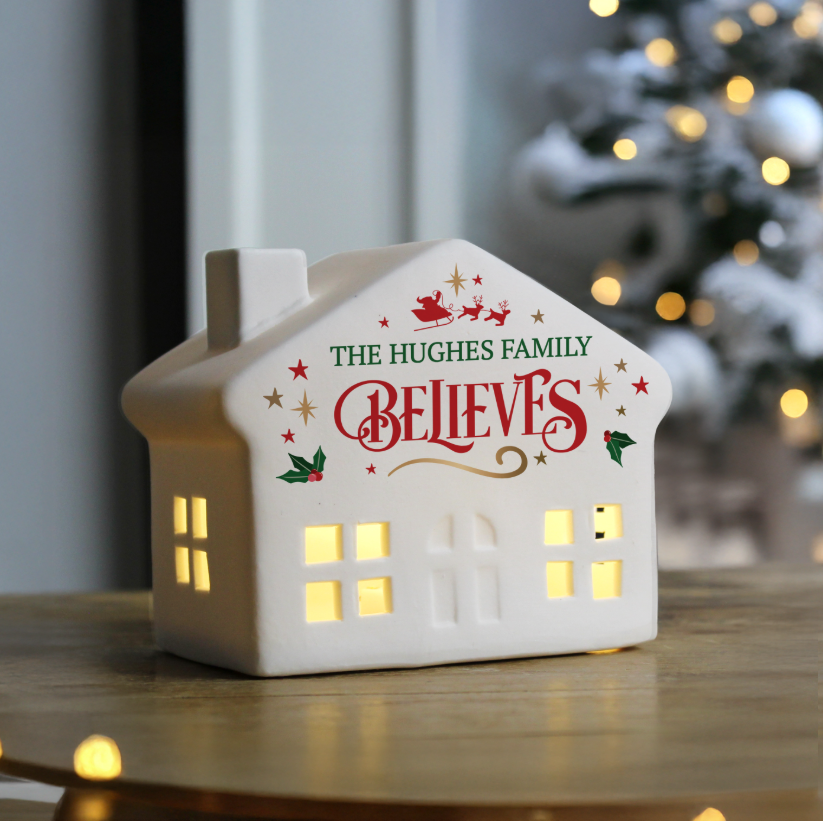 Personalised Believe in Christmas LED House