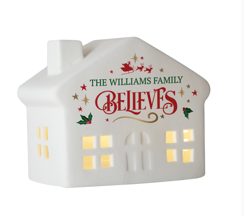 Personalised Believe in Christmas LED House