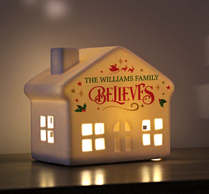 Personalised Believe in Christmas LED House