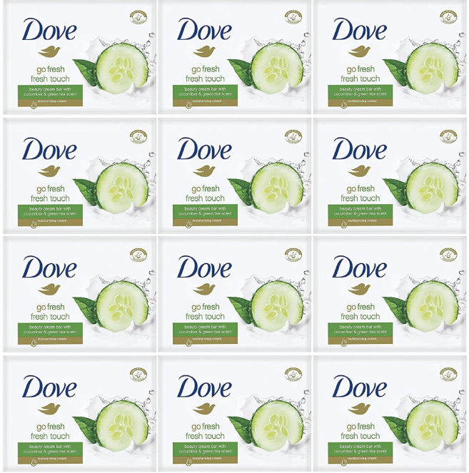 Dove - Fresh Touch Soap Bars - Cucumber & Green Tea Scent - (12 bars)